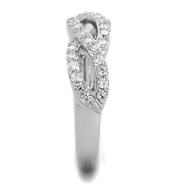 Rings Alamode 3W809 Rhodium Brass Ring with AAA Grade CZ in Clear