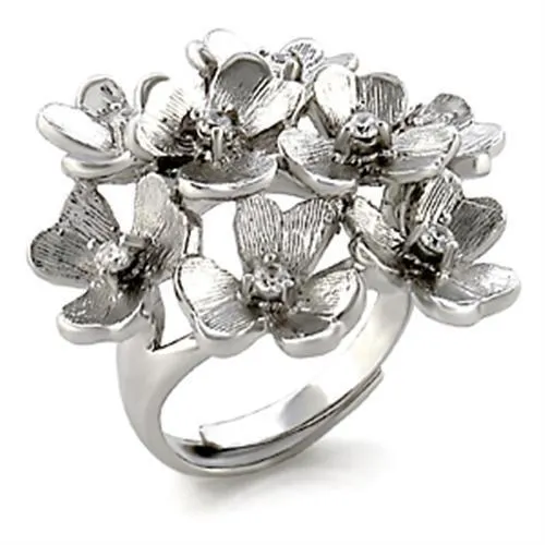 Rings Alamode 9W052 Rhodium Brass Ring with AAA Grade CZ in Clear