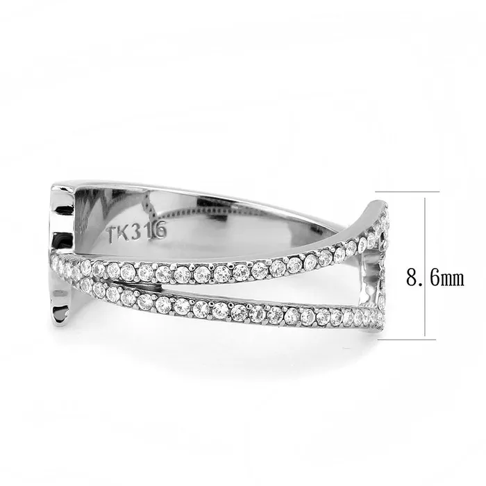 Rings Alamode DA310 No Plating Stainless Steel Ring with AAA Grade CZ in Clear