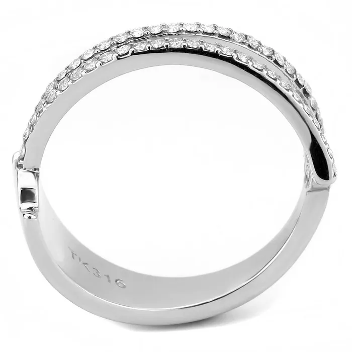 Rings Alamode DA310 No Plating Stainless Steel Ring with AAA Grade CZ in Clear