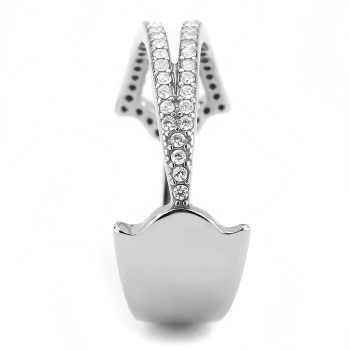 Rings Alamode DA310 No Plating Stainless Steel Ring with AAA Grade CZ in Clear