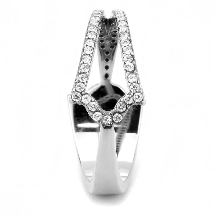 Rings Alamode DA310 No Plating Stainless Steel Ring with AAA Grade CZ in Clear