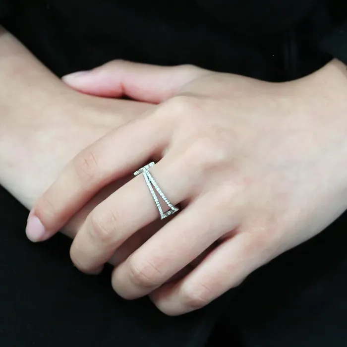 Rings Alamode DA310 No Plating Stainless Steel Ring with AAA Grade CZ in Clear