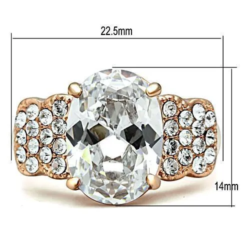 Rings Alamode GL141 IP Rose GoldIon Plating Brass Ring with AAA Grade CZ in Clear