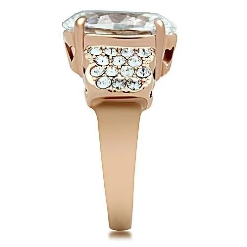 Rings Alamode GL141 IP Rose GoldIon Plating Brass Ring with AAA Grade CZ in Clear