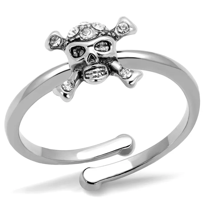 Rings Alamode LO4055 Rhodium Brass Ring with Top Grade Crystal in Clear