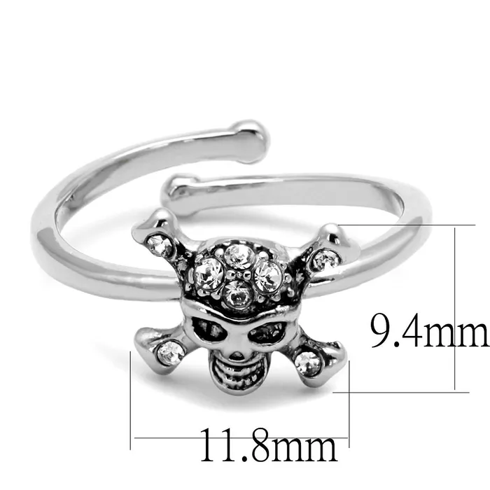 Rings Alamode LO4055 Rhodium Brass Ring with Top Grade Crystal in Clear