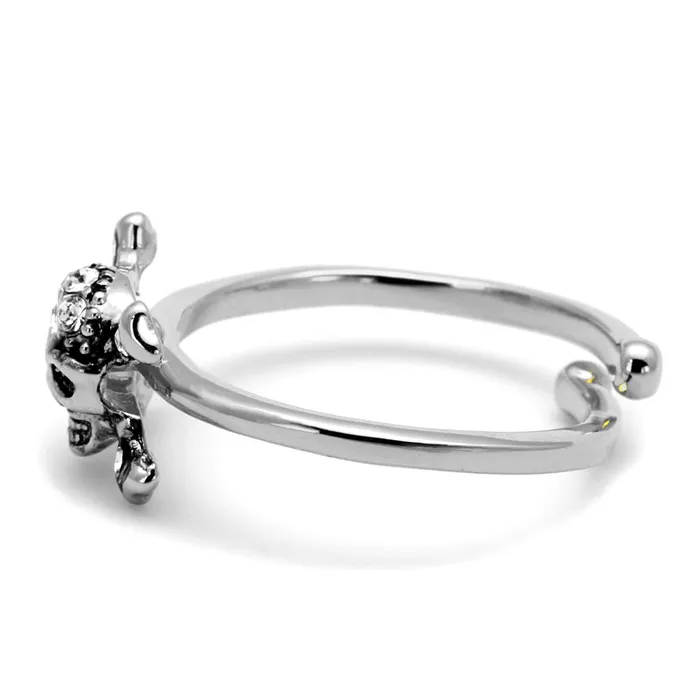 Rings Alamode LO4055 Rhodium Brass Ring with Top Grade Crystal in Clear