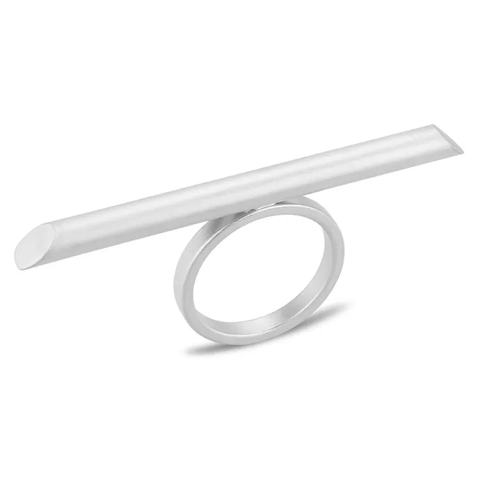Rings Alamode LO4260 Matte Rhodium Brass Ring with No Stone