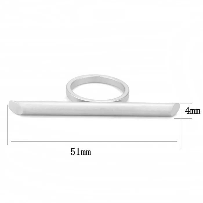 Rings Alamode LO4260 Matte Rhodium Brass Ring with No Stone