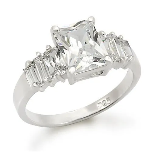 Rings Alamode LOS283 Rhodium 925 Sterling Silver Ring with AAA Grade CZ in Clear