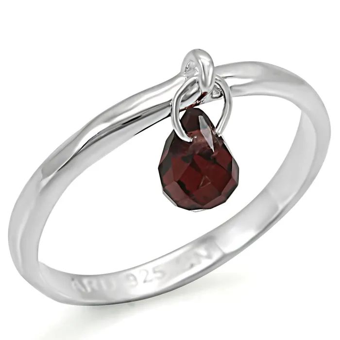 Rings Alamode LOS320 Silver 925 Sterling Silver Ring with Genuine Stone in Garnet