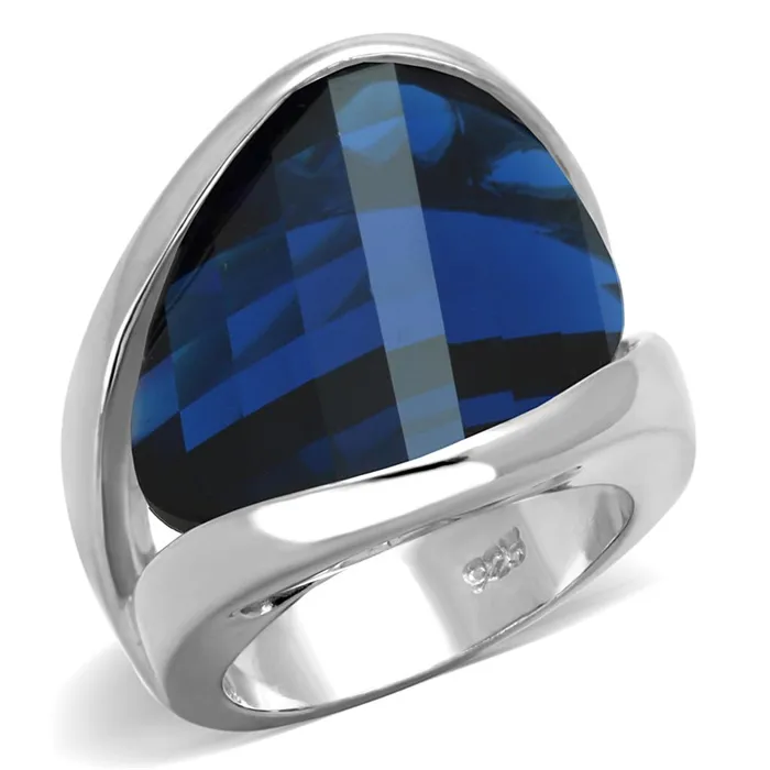 Rings Alamode LOS830 Rhodium 925 Sterling Silver Ring with Synthetic Synthetic Glass in Montana