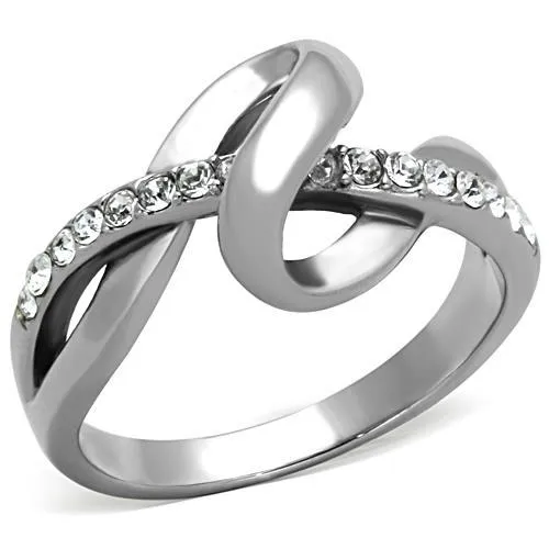 Rings Alamode TK1341 High polished no plating Stainless Steel Ring with Top Grade Crystal in Clear
