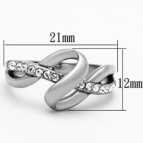 Rings Alamode TK1341 High polished no plating Stainless Steel Ring with Top Grade Crystal in Clear