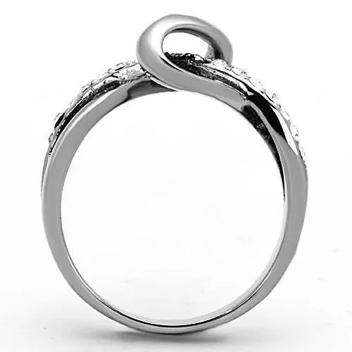 Rings Alamode TK1341 High polished no plating Stainless Steel Ring with Top Grade Crystal in Clear