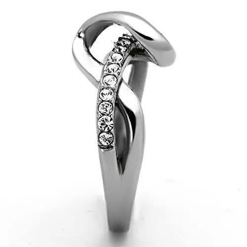 Rings Alamode TK1341 High polished no plating Stainless Steel Ring with Top Grade Crystal in Clear