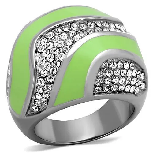 Rings Alamode TK1741 High polished no plating Stainless Steel Ring with Top Grade Crystal in Clear