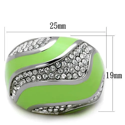 Rings Alamode TK1741 High polished no plating Stainless Steel Ring with Top Grade Crystal in Clear