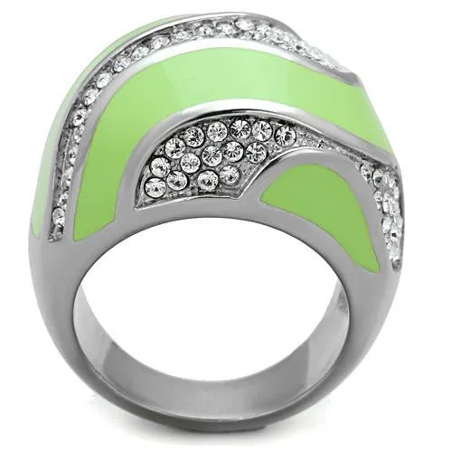 Rings Alamode TK1741 High polished no plating Stainless Steel Ring with Top Grade Crystal in Clear