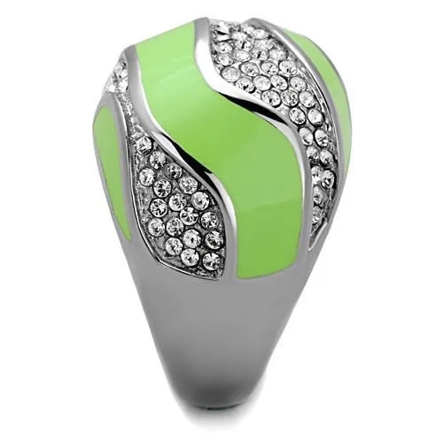 Rings Alamode TK1741 High polished no plating Stainless Steel Ring with Top Grade Crystal in Clear