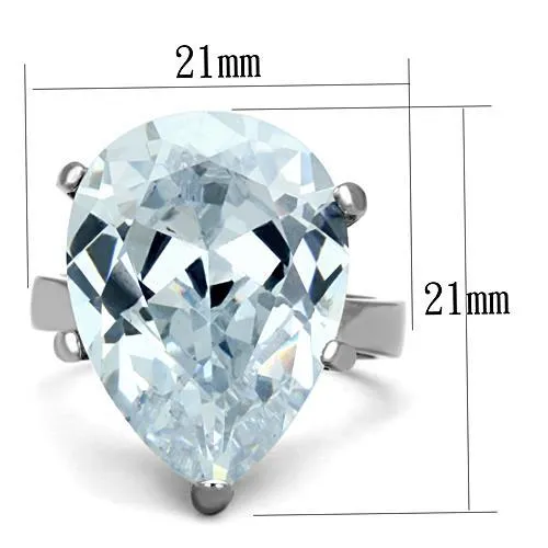 Rings Alamode TK1750 High polished no plating Stainless Steel Ring with AAA Grade CZ in Clear
