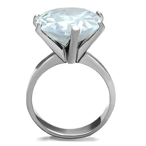 Rings Alamode TK1750 High polished no plating Stainless Steel Ring with AAA Grade CZ in Clear
