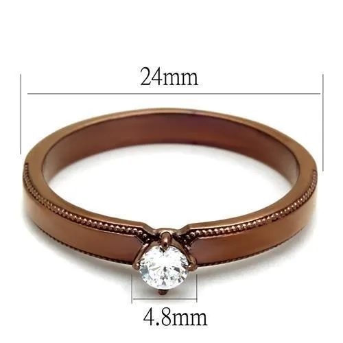 Rings Alamode TK2621 IP Coffee light Stainless Steel Ring with AAA Grade CZ in Clear