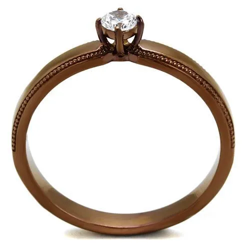 Rings Alamode TK2621 IP Coffee light Stainless Steel Ring with AAA Grade CZ in Clear
