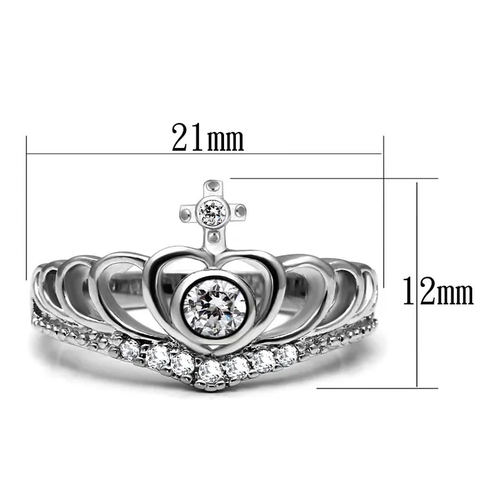 Rings Alamode TK2870 High polished no plating Stainless Steel Ring with AAA Grade CZ in Clear