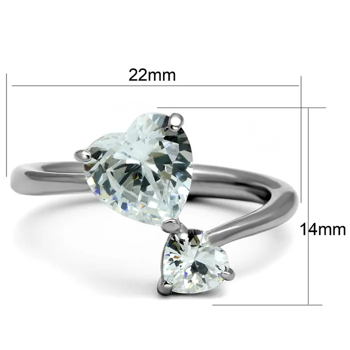 Rings Alamode TK2981 High polished no plating Stainless Steel Ring with AAA Grade CZ in Clear