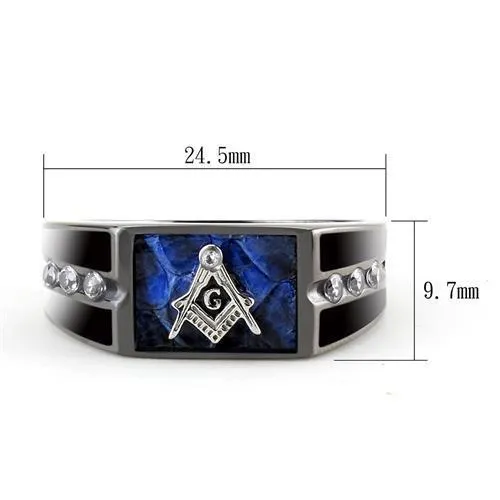 Rings Alamode TK3116 TwoTone IP Black Stainless Steel Ring with AAA Grade CZ in Clear
