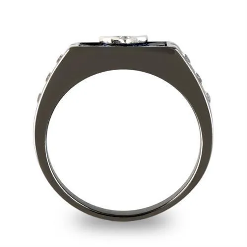 Rings Alamode TK3116 TwoTone IP Black Stainless Steel Ring with AAA Grade CZ in Clear