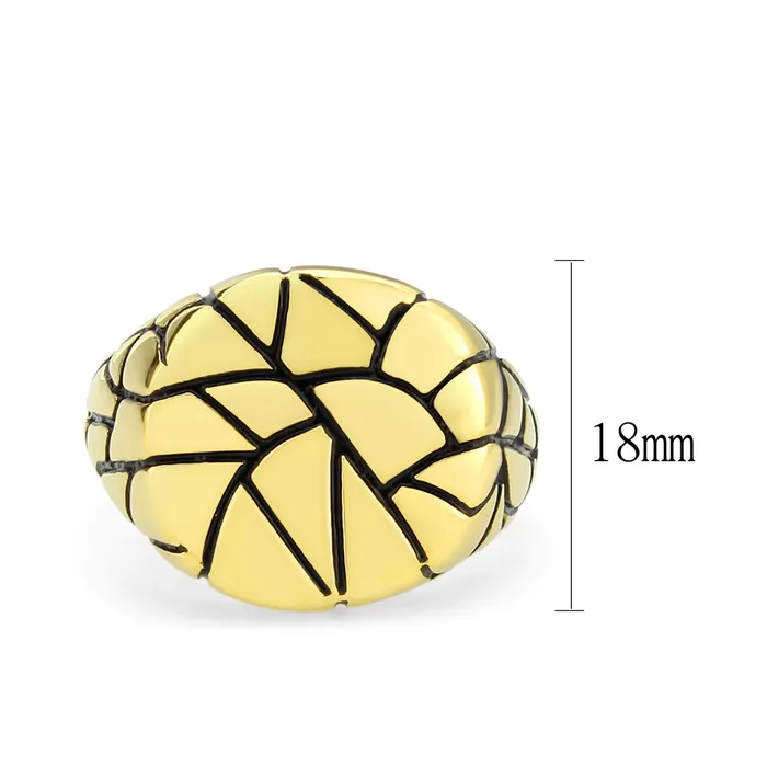Rings Alamode TK3903 IP GoldIon Plating Stainless Steel Ring with Epoxy in Jet