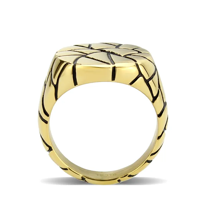 Rings Alamode TK3903 IP GoldIon Plating Stainless Steel Ring with Epoxy in Jet
