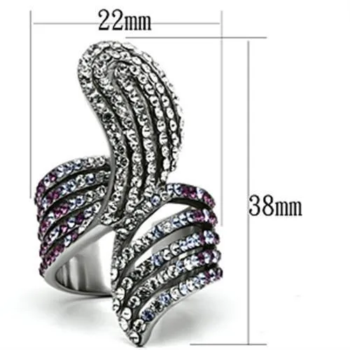 Rings Alamode TK691 High polished no plating Stainless Steel Ring with Top Grade Crystal in Multi Color