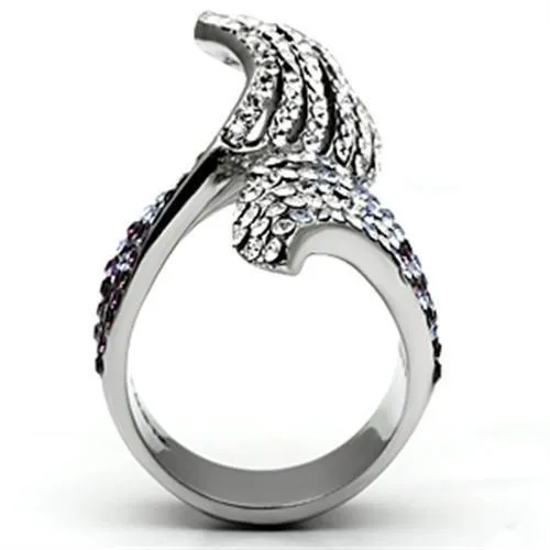 Rings Alamode TK691 High polished no plating Stainless Steel Ring with Top Grade Crystal in Multi Color