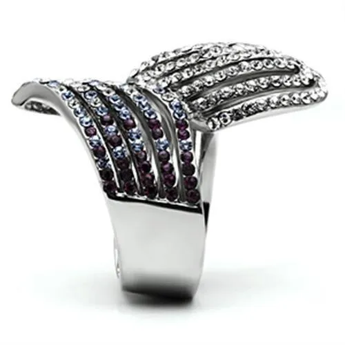 Rings Alamode TK691 High polished no plating Stainless Steel Ring with Top Grade Crystal in Multi Color