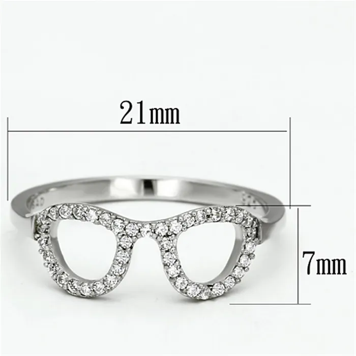 Rings Alamode TS086 Rhodium 925 Sterling Silver Ring with AAA Grade CZ in Clear