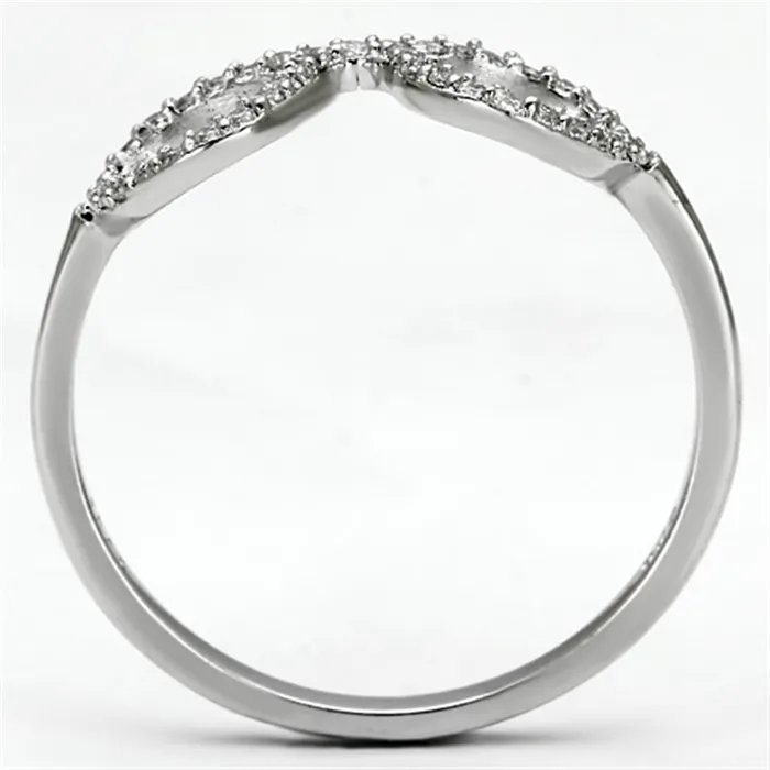 Rings Alamode TS086 Rhodium 925 Sterling Silver Ring with AAA Grade CZ in Clear