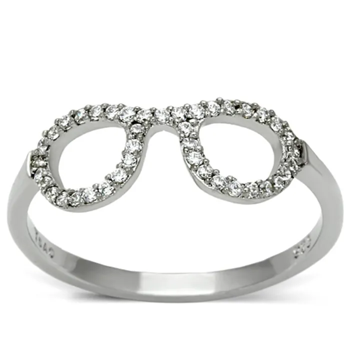 Rings Alamode TS086 Rhodium 925 Sterling Silver Ring with AAA Grade CZ in Clear