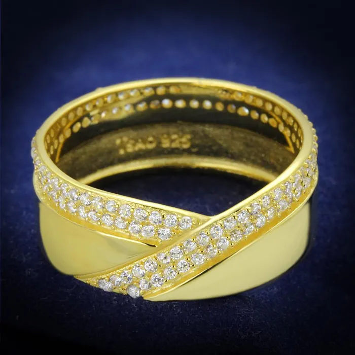 Rings Alamode TS380 Gold 925 Sterling Silver Ring with AAA Grade CZ in Clear