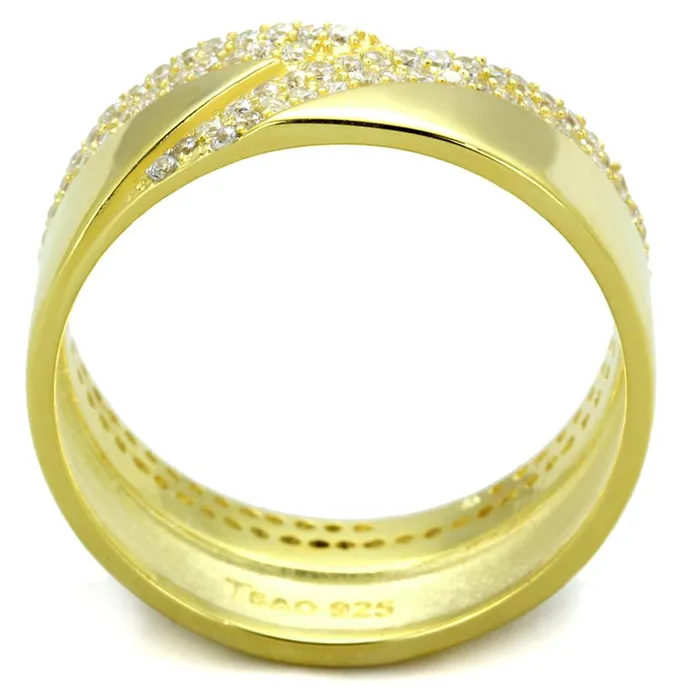 Rings Alamode TS380 Gold 925 Sterling Silver Ring with AAA Grade CZ in Clear