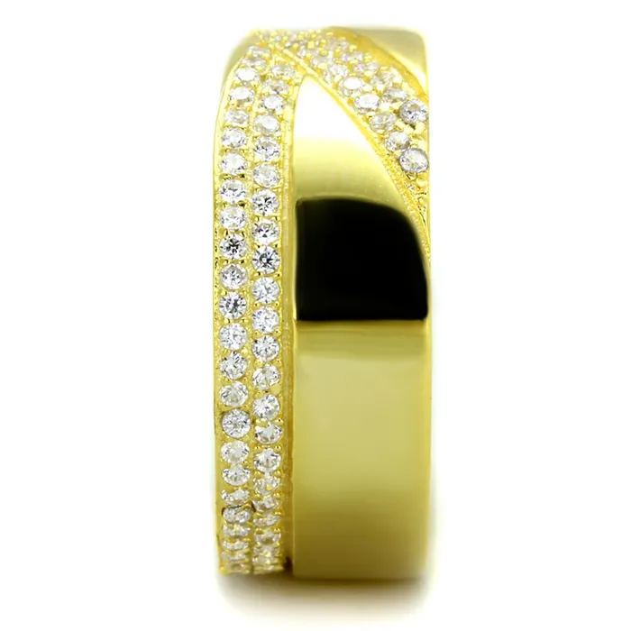 Rings Alamode TS380 Gold 925 Sterling Silver Ring with AAA Grade CZ in Clear