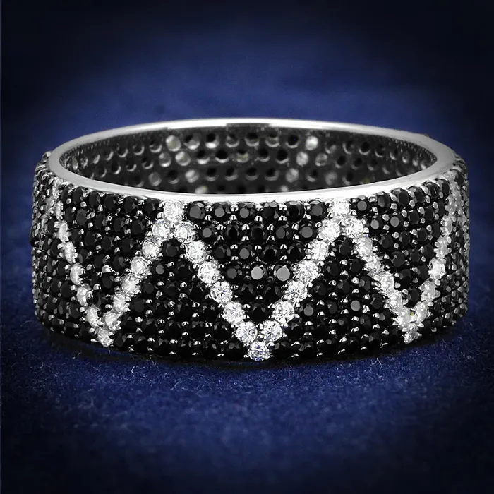 Rings Alamode TS600 Rhodium Ruthenium 925 Sterling Silver Ring with Synthetic Spinel in Multi Color