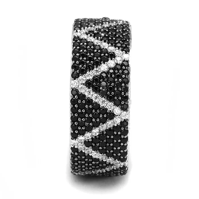 Rings Alamode TS600 Rhodium Ruthenium 925 Sterling Silver Ring with Synthetic Spinel in Multi Color