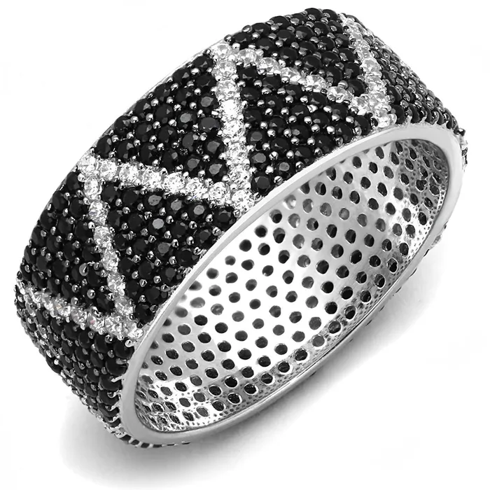 Rings Alamode TS600 Rhodium Ruthenium 925 Sterling Silver Ring with Synthetic Spinel in Multi Color
