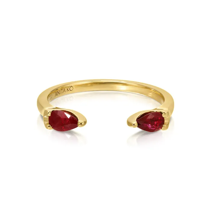 Rings anitako RUBY PEAR ORBIT RING