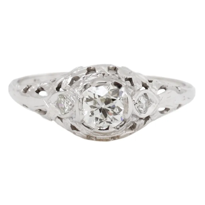 Rings Antique Vintage Jewelry White Diamond Filigree Ring