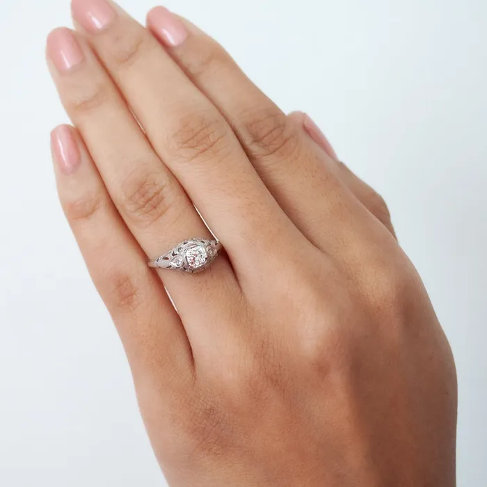 Rings Antique Vintage Jewelry White Diamond Filigree Ring